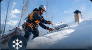 Иллюстрация очистки крыши от снега